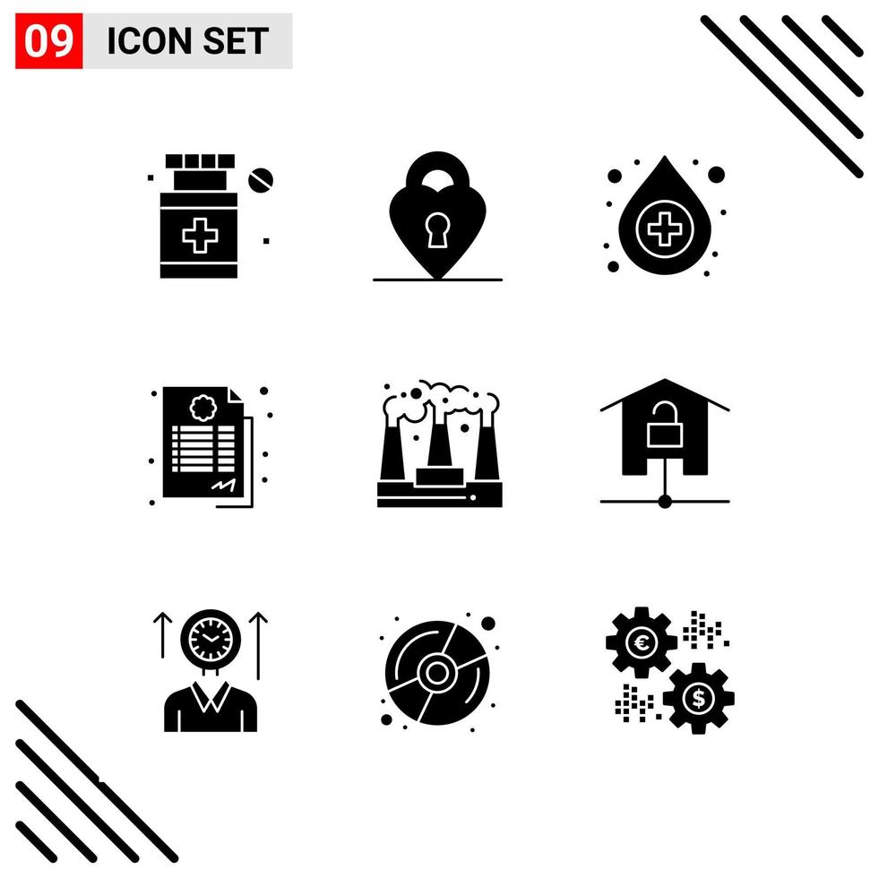 Pixle Perfect Set of 9 Solid Icons Glyph Icon Set for Webite Designing and Mobile Applications Interface vector