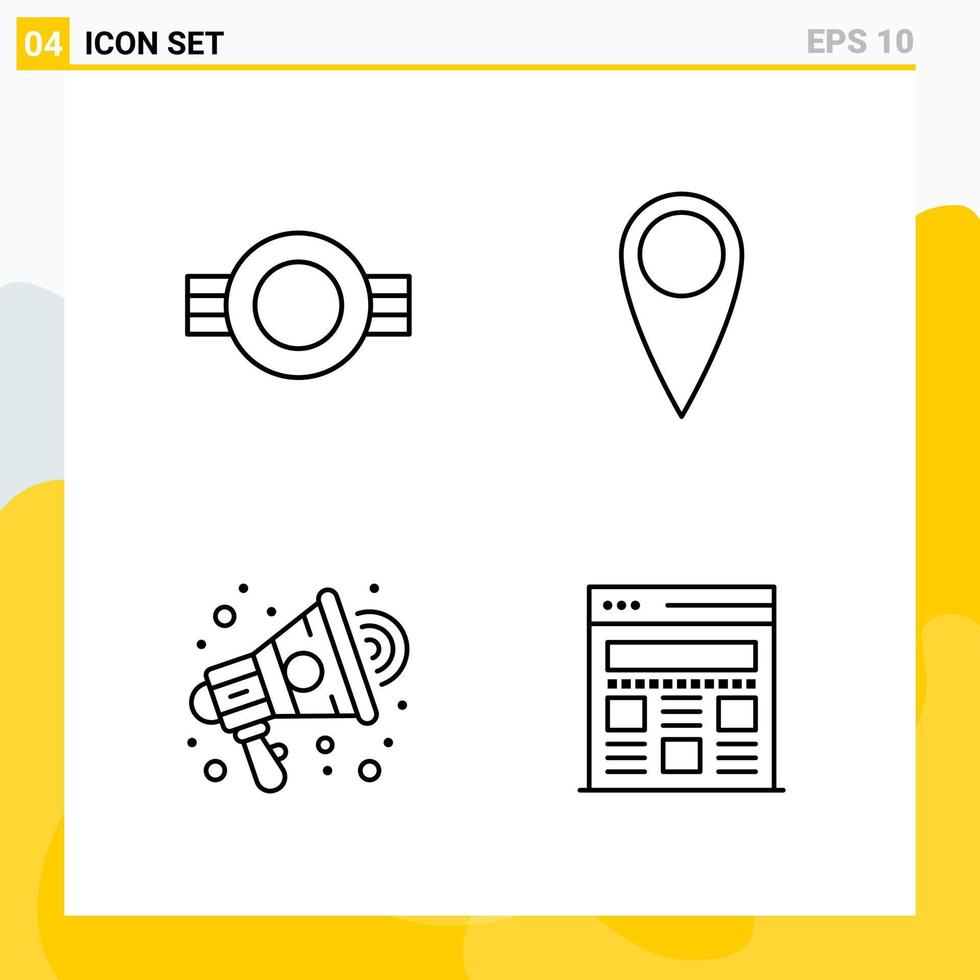 Collection of 4 Universal Line Icons Icon Set for Web and Mobile vector