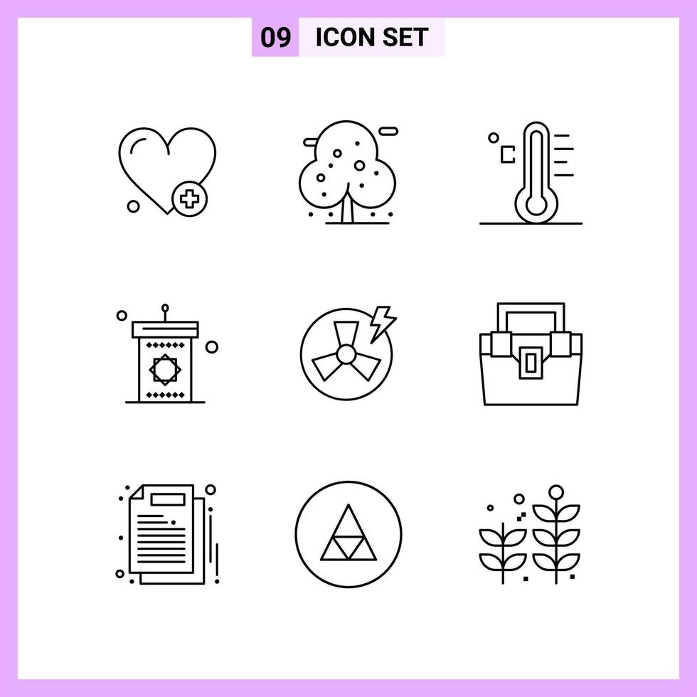 9 iconos en estilo de línea. delinear símbolos sobre fondo blanco. signos vectoriales creativos para web móvil e impresión. vector