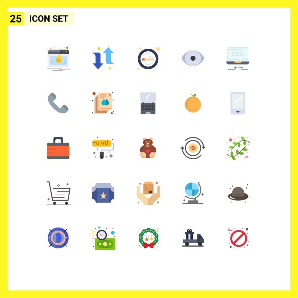 Pack of 25 creative Flat Colors of hardware vision place human eye Editable Vector Design Elements