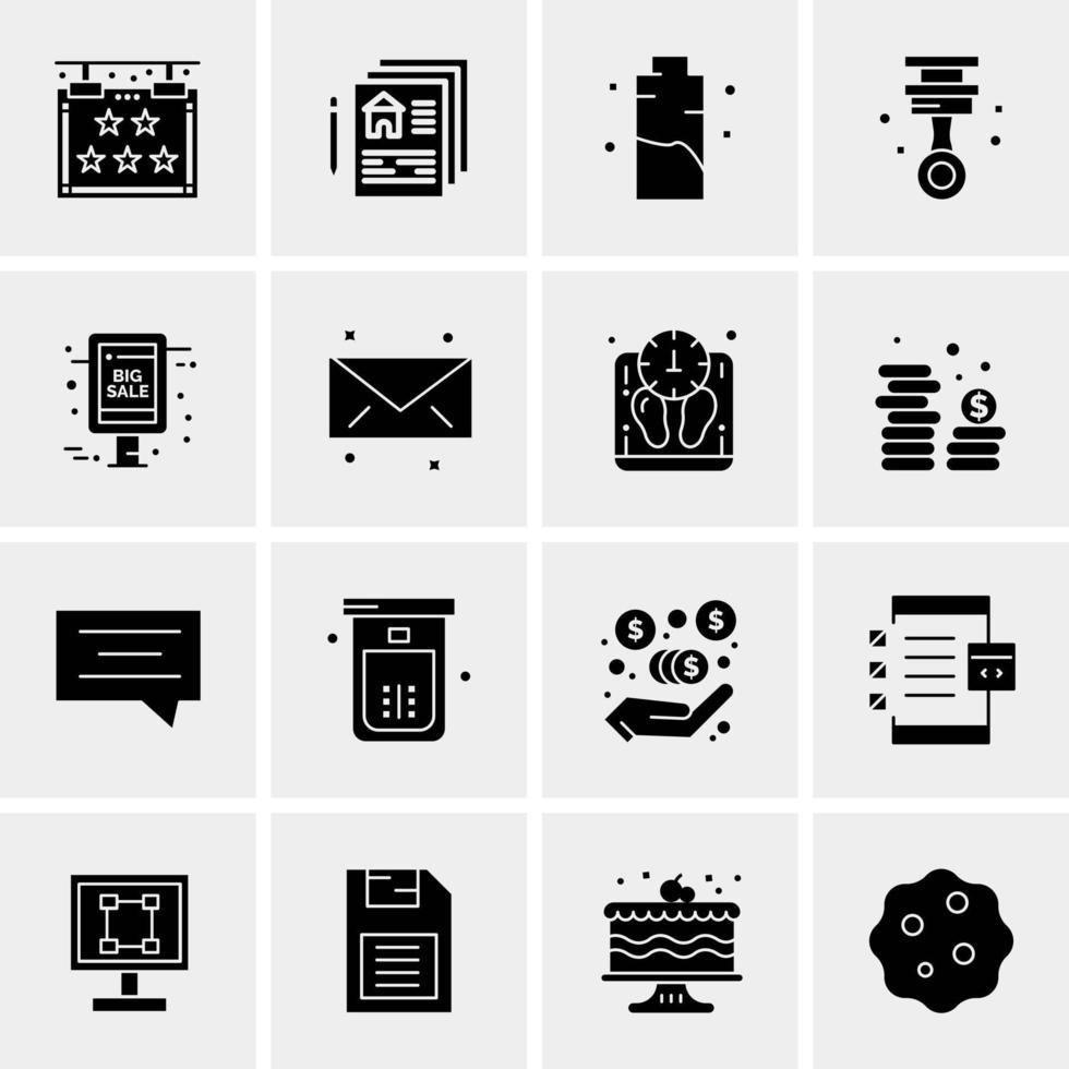 16 iconos de negocios universales vector ilustración de icono creativo para usar en proyectos relacionados con la web y dispositivos móviles