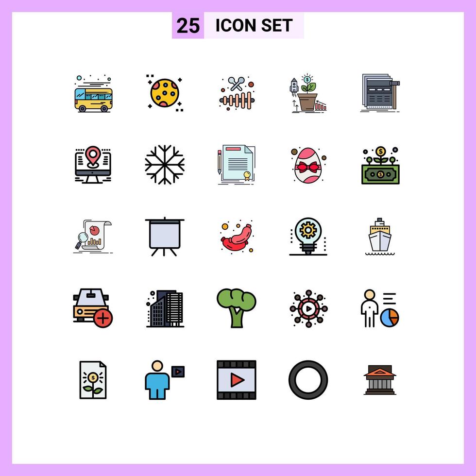Stock Vector Icon Pack of 25 Line Signs and Symbols for internet money instrument growth finance Editable Vector Design Elements