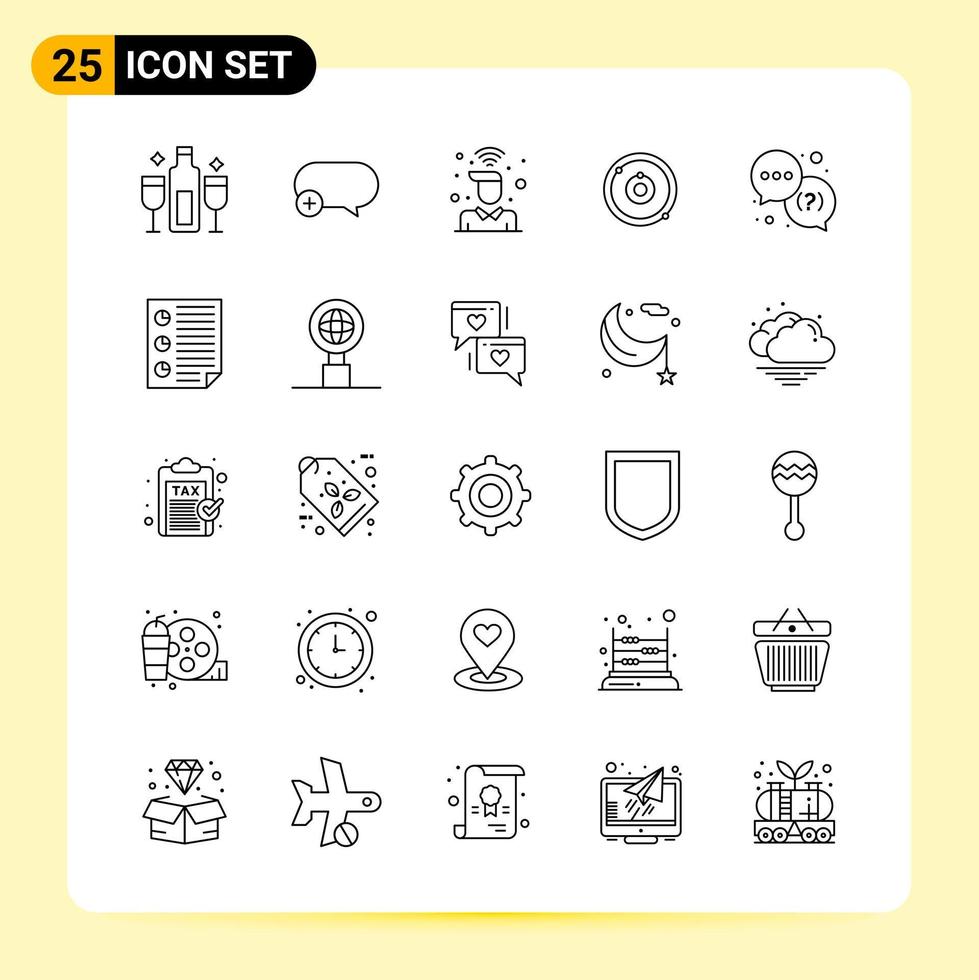 25 Creative Icons for Modern website design and responsive mobile apps 25 Outline Symbols Signs on White Background 25 Icon Pack Creative Black Icon vector background