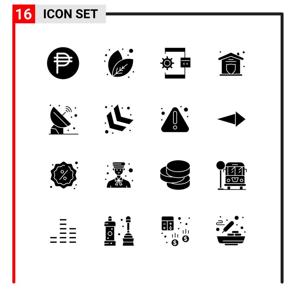 Editable Vector Line Pack of 16 Simple Solid Glyphs of astronomy home coding security insurance Editable Vector Design Elements