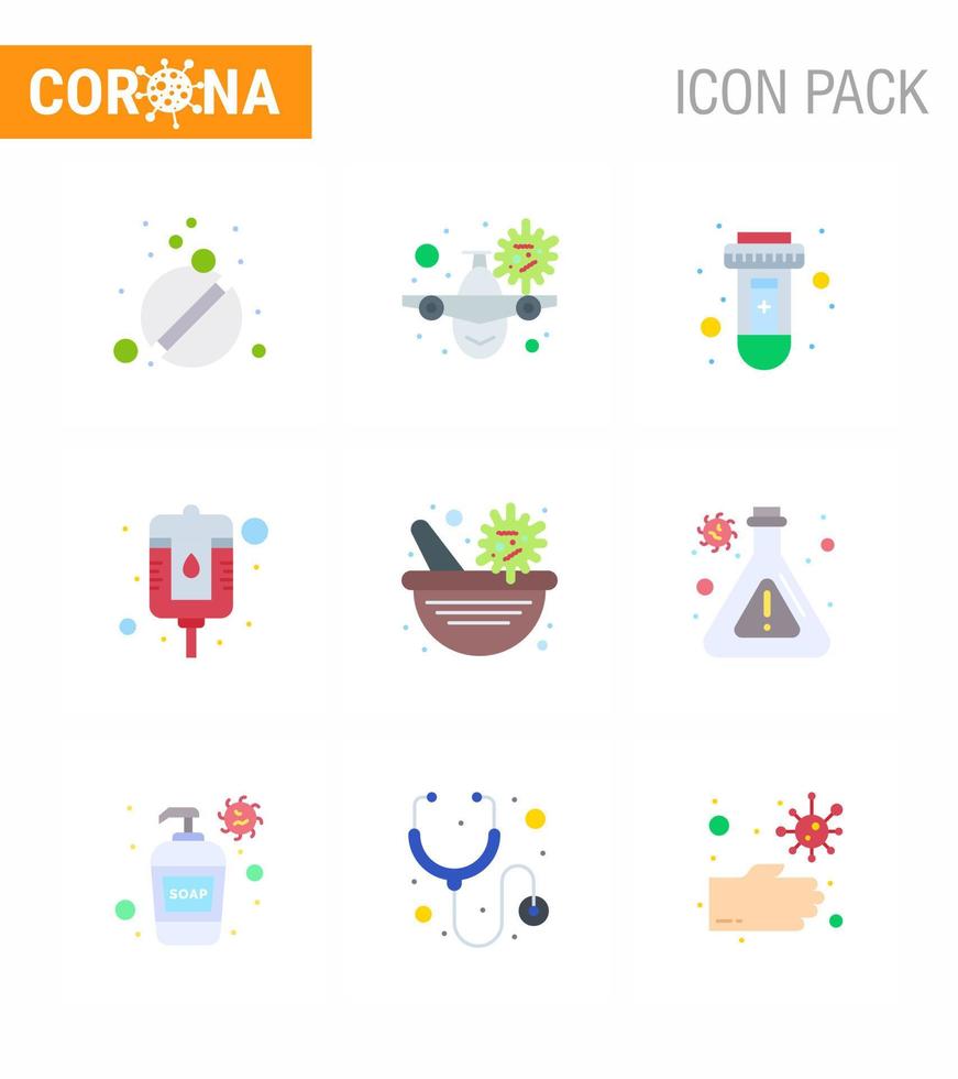 conjunto de iconos de prevención de coronavirus 25 paquete de farmacia azul botella de virus virus coronavirus viral 2019nov elementos de diseño de vector de enfermedad