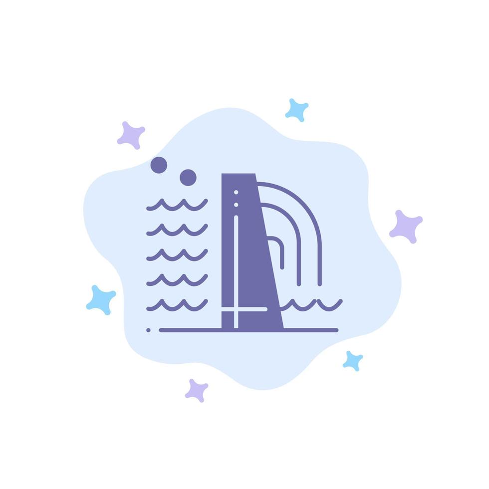 Building Construction Factory Industry Blue Icon on Abstract Cloud Background vector