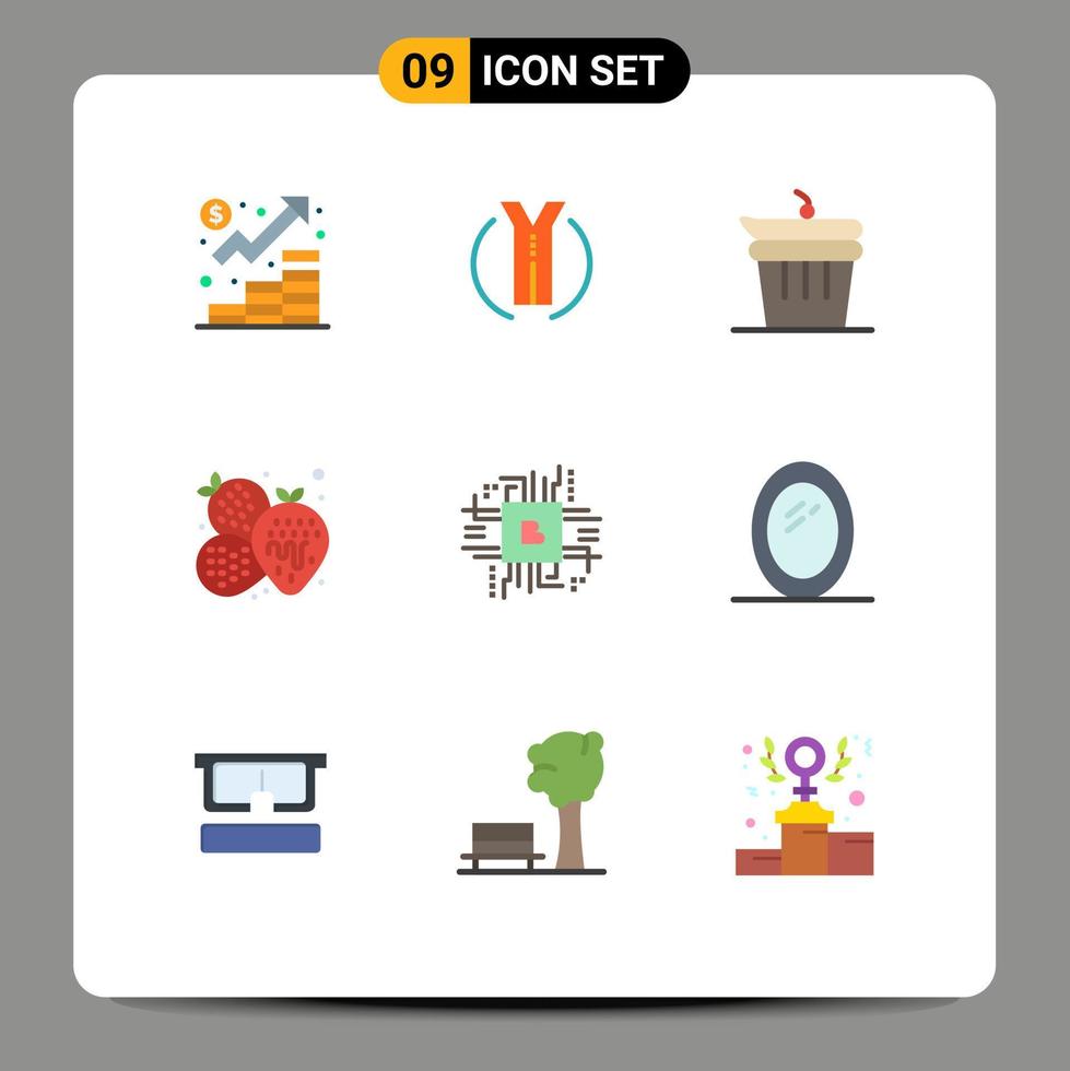 Flat Color Pack of 9 Universal Symbols of fintech industry fruit location food kitchen Editable Vector Design Elements