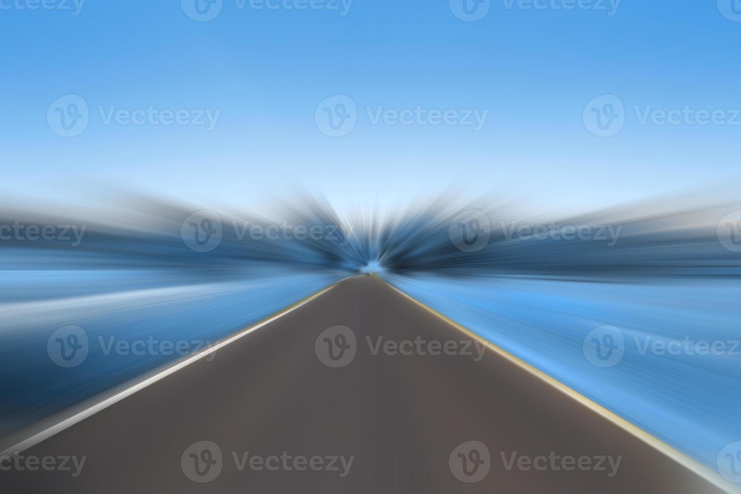 Empty and blurry asphalt road.Blurred motion on the high speed road. photo