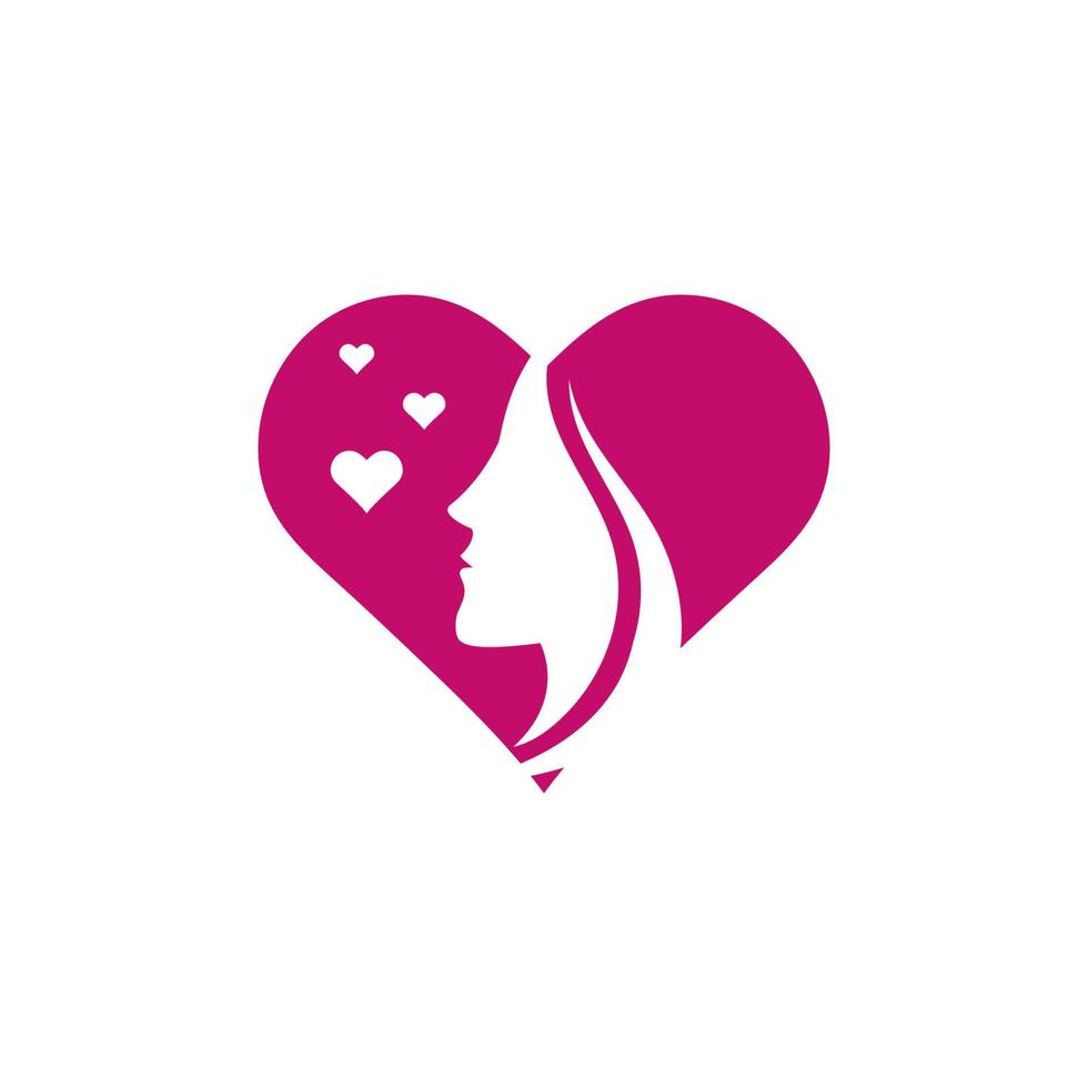 diseño de ilustración de icono de vector de logotipo de mujer de amor