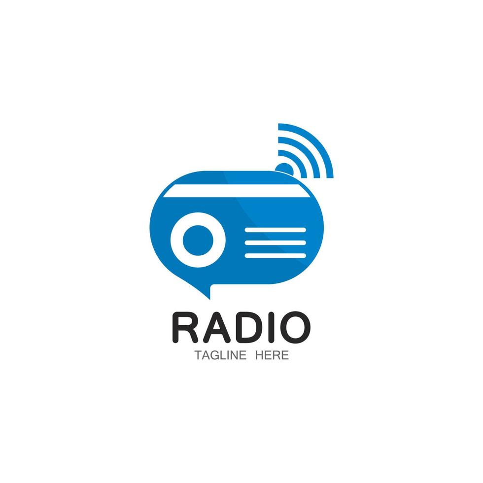 Ilustración de icono de vector de plantilla de logotipo de radio