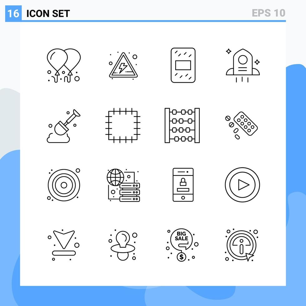 iconos de estilo moderno de 16 líneas. símbolos de contorno para uso general. signo de icono de línea creativa aislado sobre fondo blanco. Paquete de 16 iconos. vector