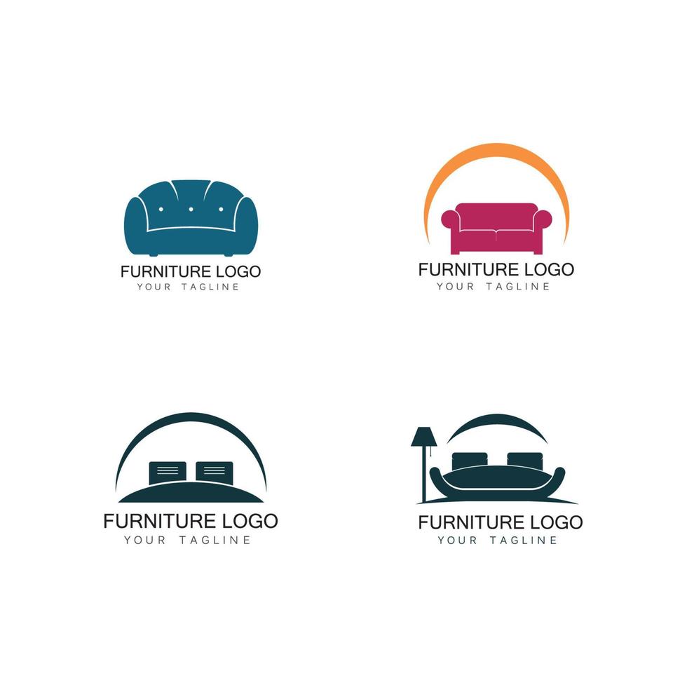 Furniture sofa logo design icon template. Home decor interior design vector