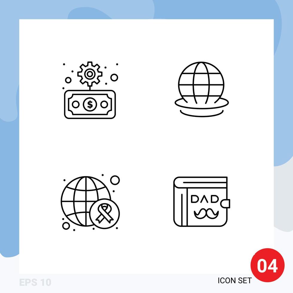 User Interface Pack of 4 Basic Filledline Flat Colors of business cancer transfer planet world Editable Vector Design Elements