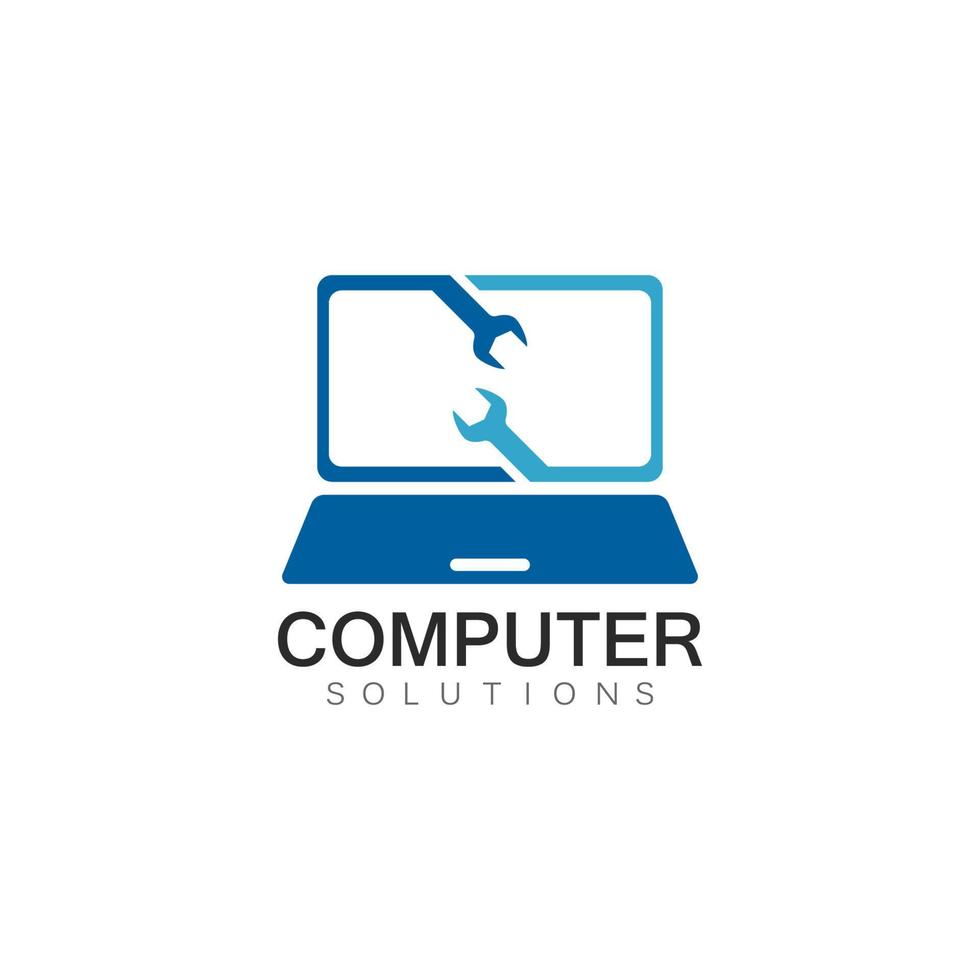 Vector computer and laptop repair logo template icon illustration