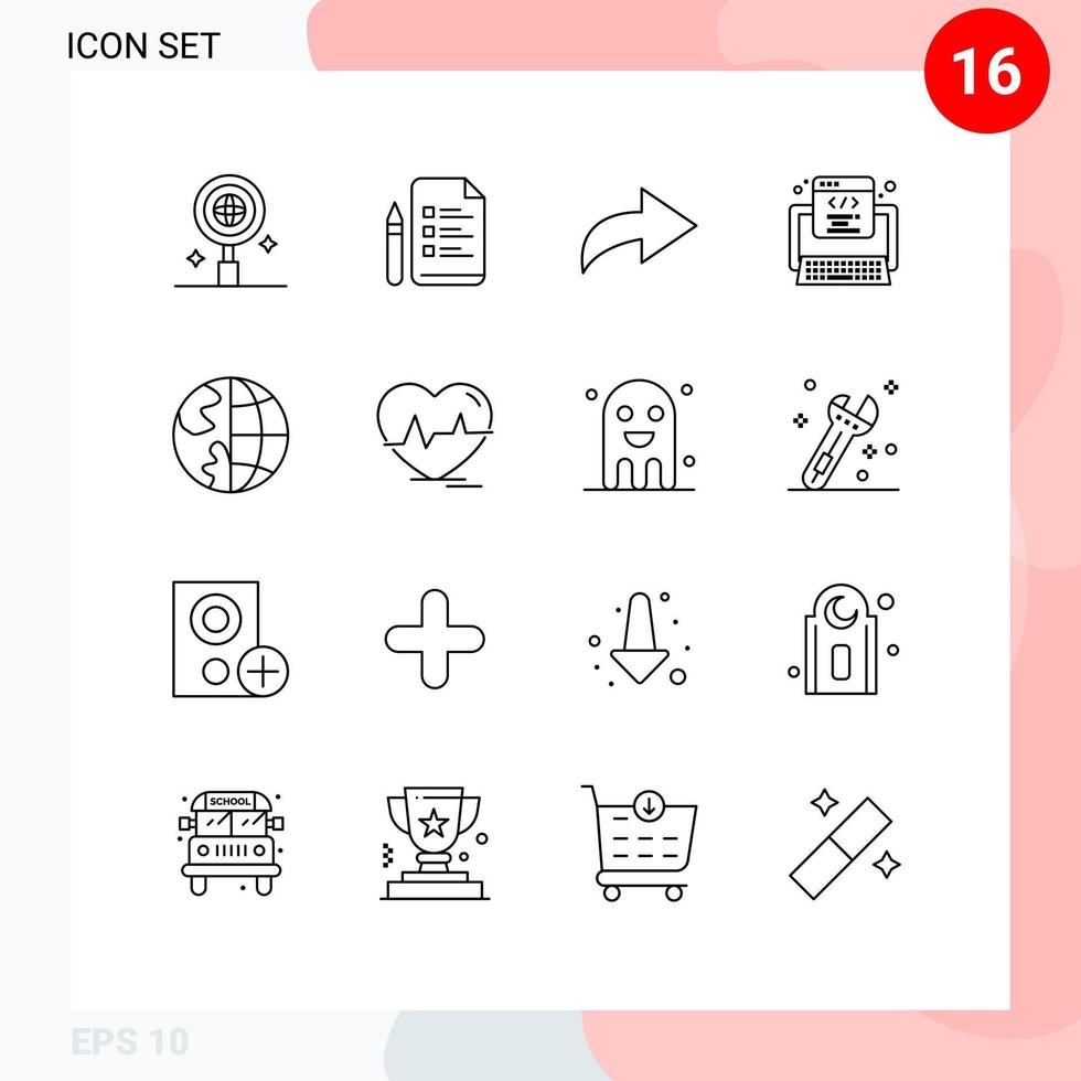 16 Outline concept for Websites Mobile and Apps globe contact us redo contact web Editable Vector Design Elements