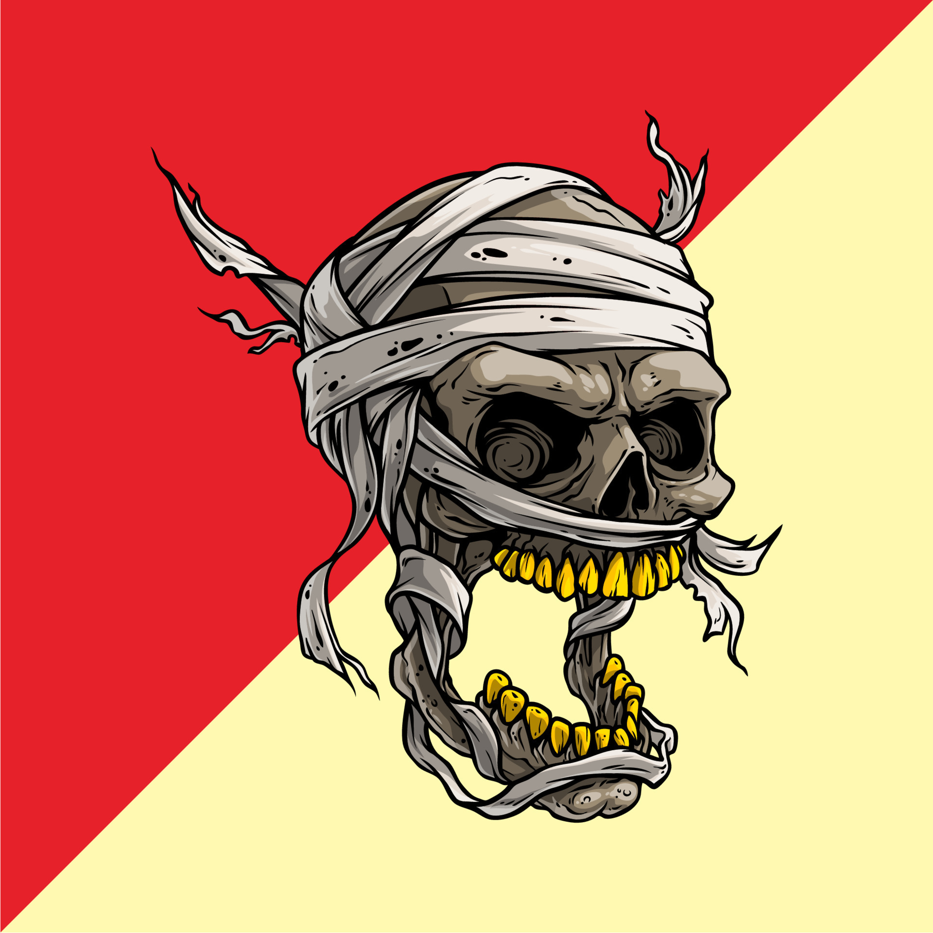 Vector mummy skull with gold teeth 14886316 Vector Art at Vecteezy