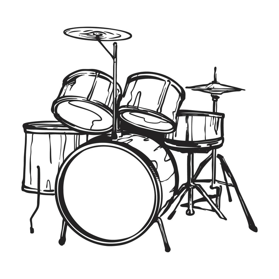 Vector illustration of musical instrument drum set