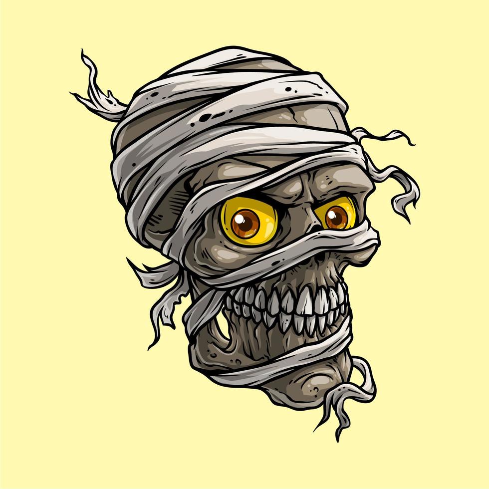 Vector illustration of a mummy skull