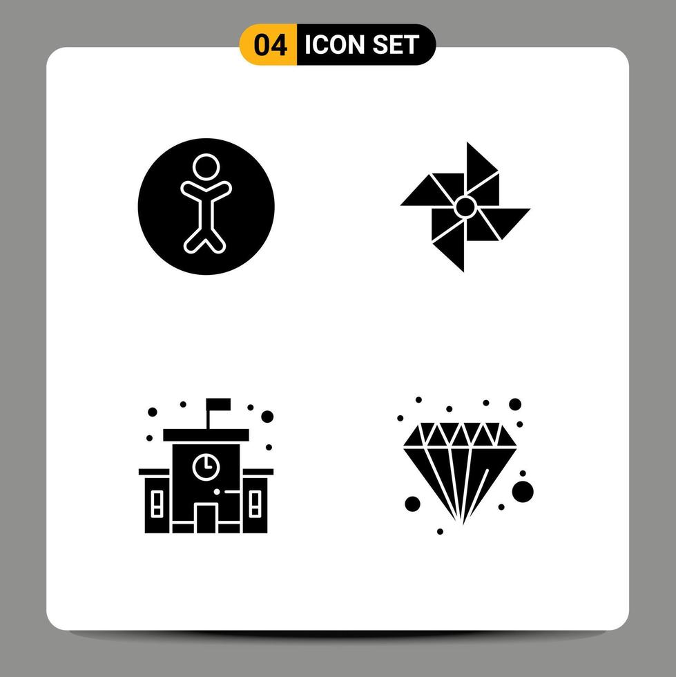 Set of 4 Vector Solid Glyphs on Grid for accessibility business spring building economy Editable Vector Design Elements