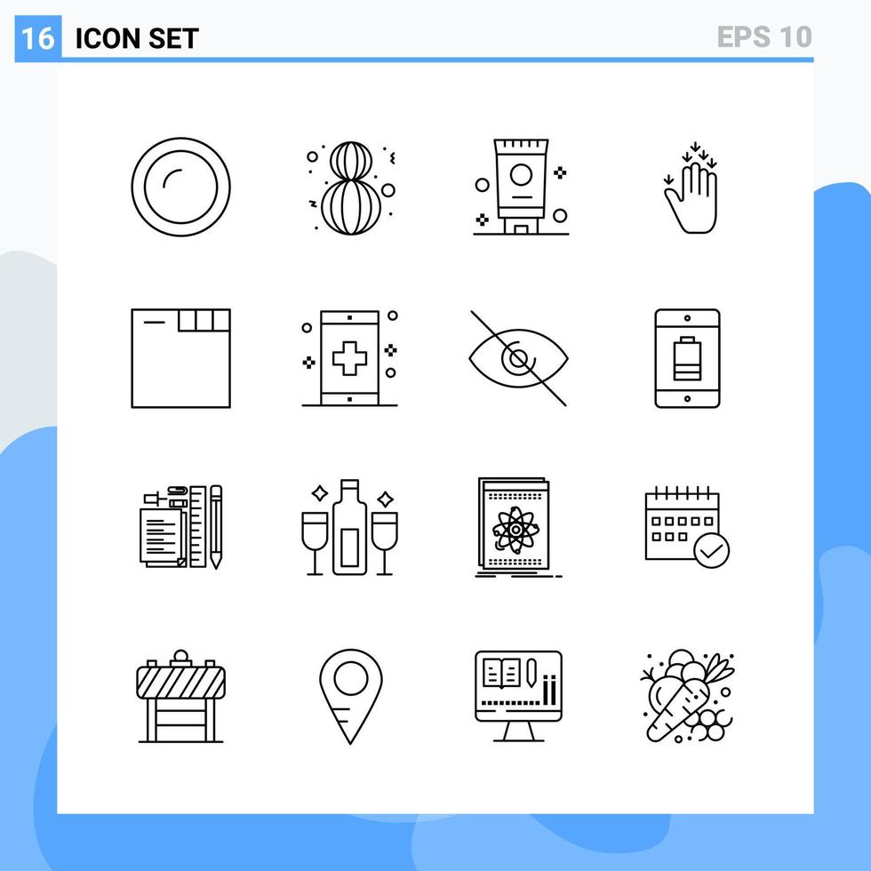 Modern 16 Line style icons. Outline Symbols for general use. Creative Line Icon Sign Isolated on White Background. 16 Icons Pack. vector