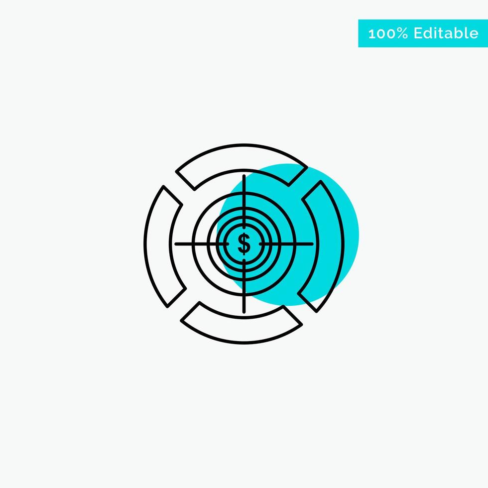 Dart Focus Target Dollar turquoise highlight circle point Vector icon