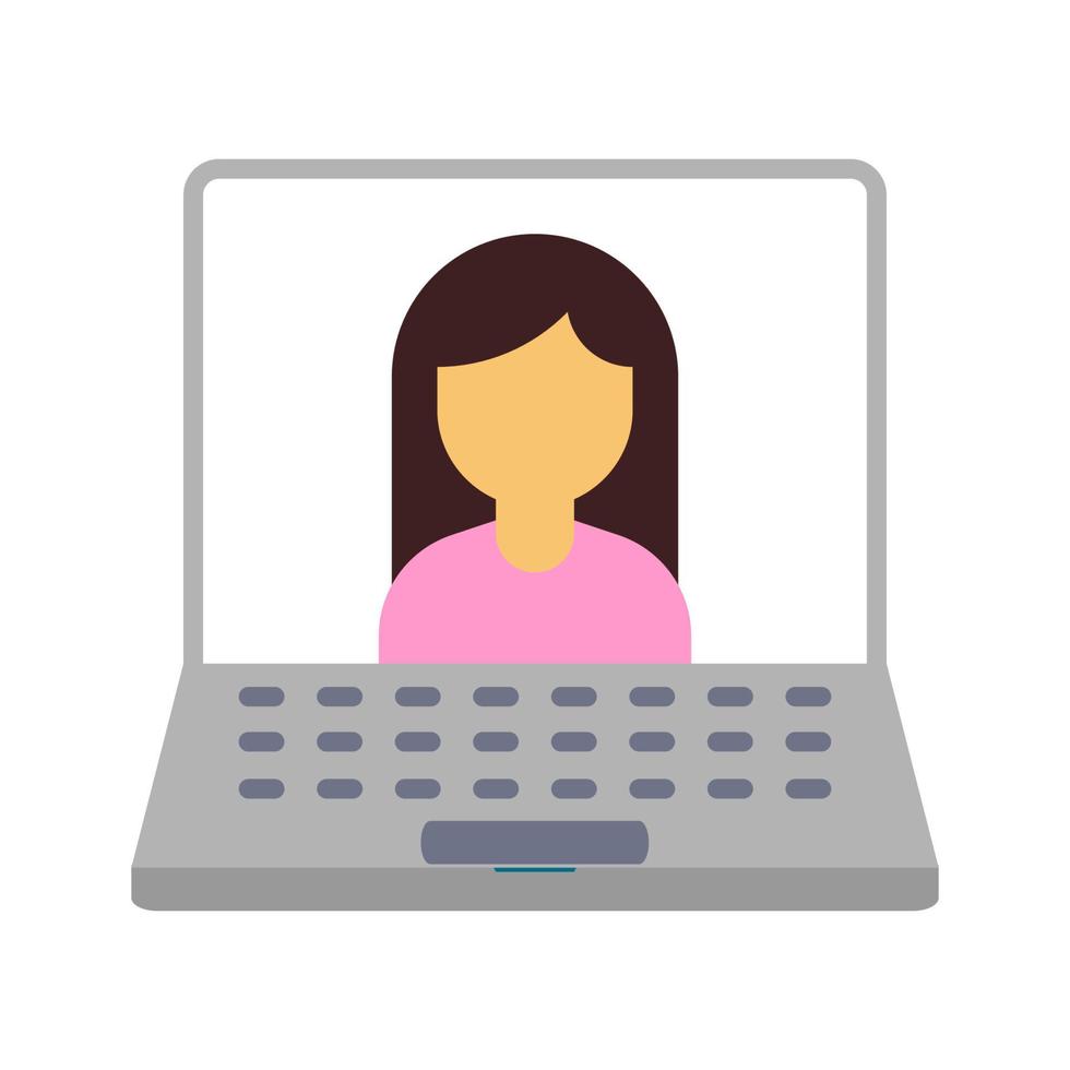 Vector illustration of online meeting using a laptop