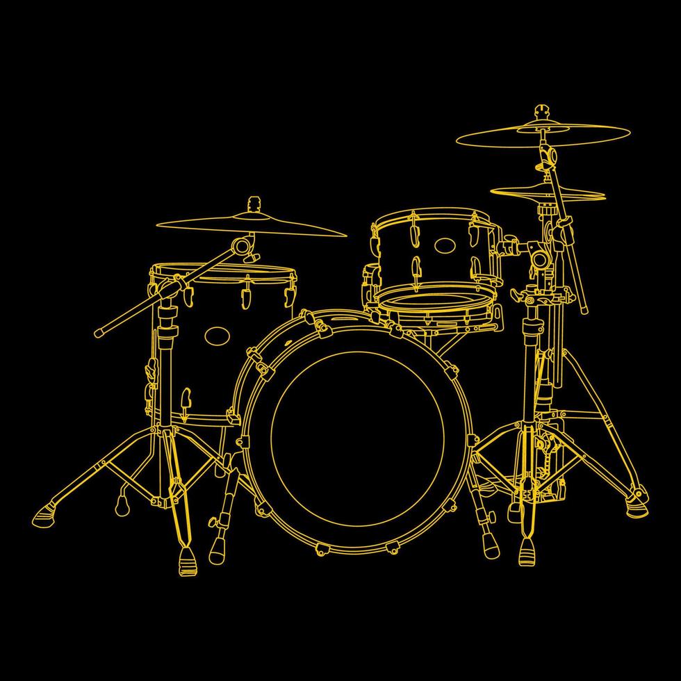 ilustración vectorial de batería de instrumentos musicales vector