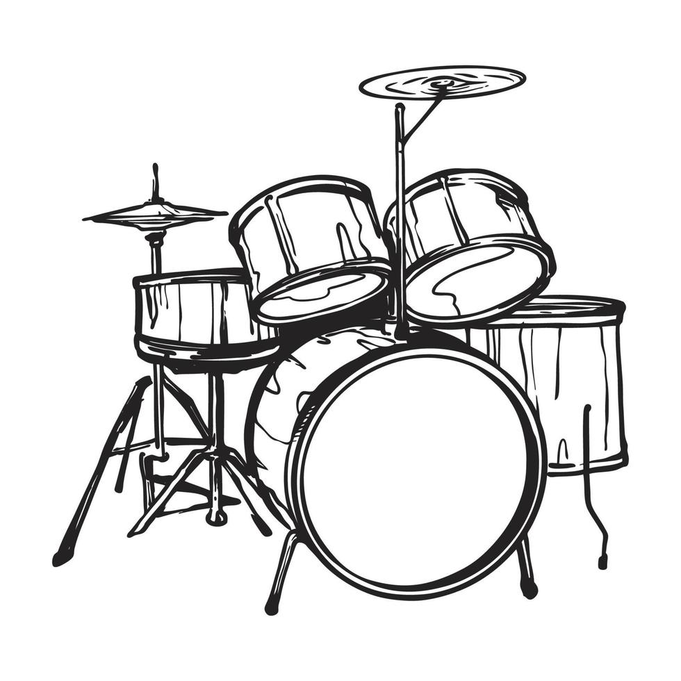 Vector illustration of musical instrument drum set