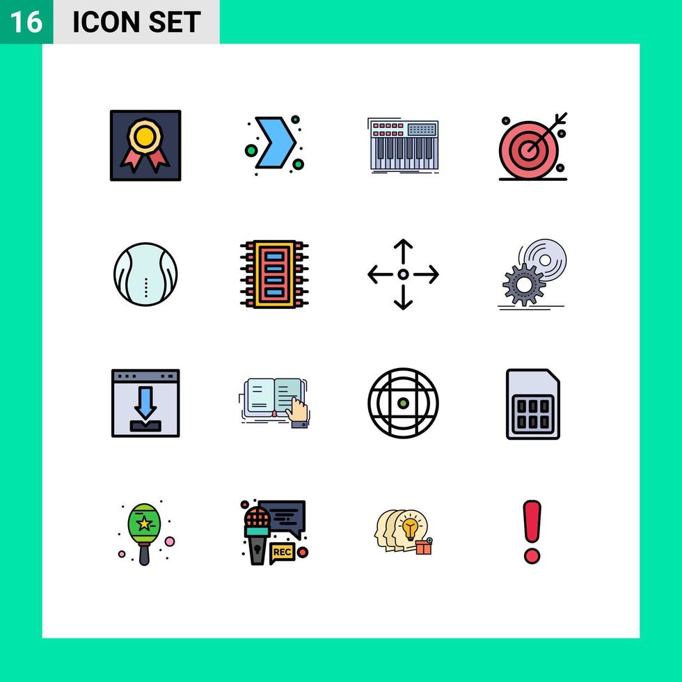 16 iconos creativos signos y símbolos modernos de disparar toros sintetizador ambición sintetizador elementos de diseño de vectores creativos editables