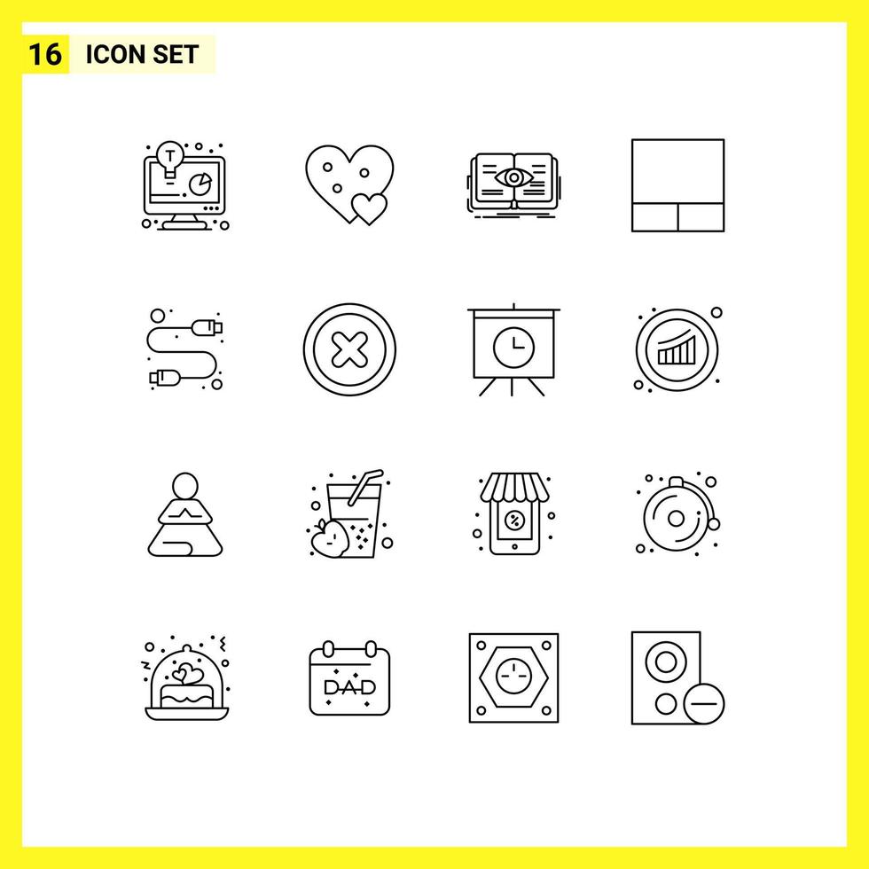 Editable Vector Line Pack of 16 Simple Outlines of computer layout small grid view Editable Vector Design Elements