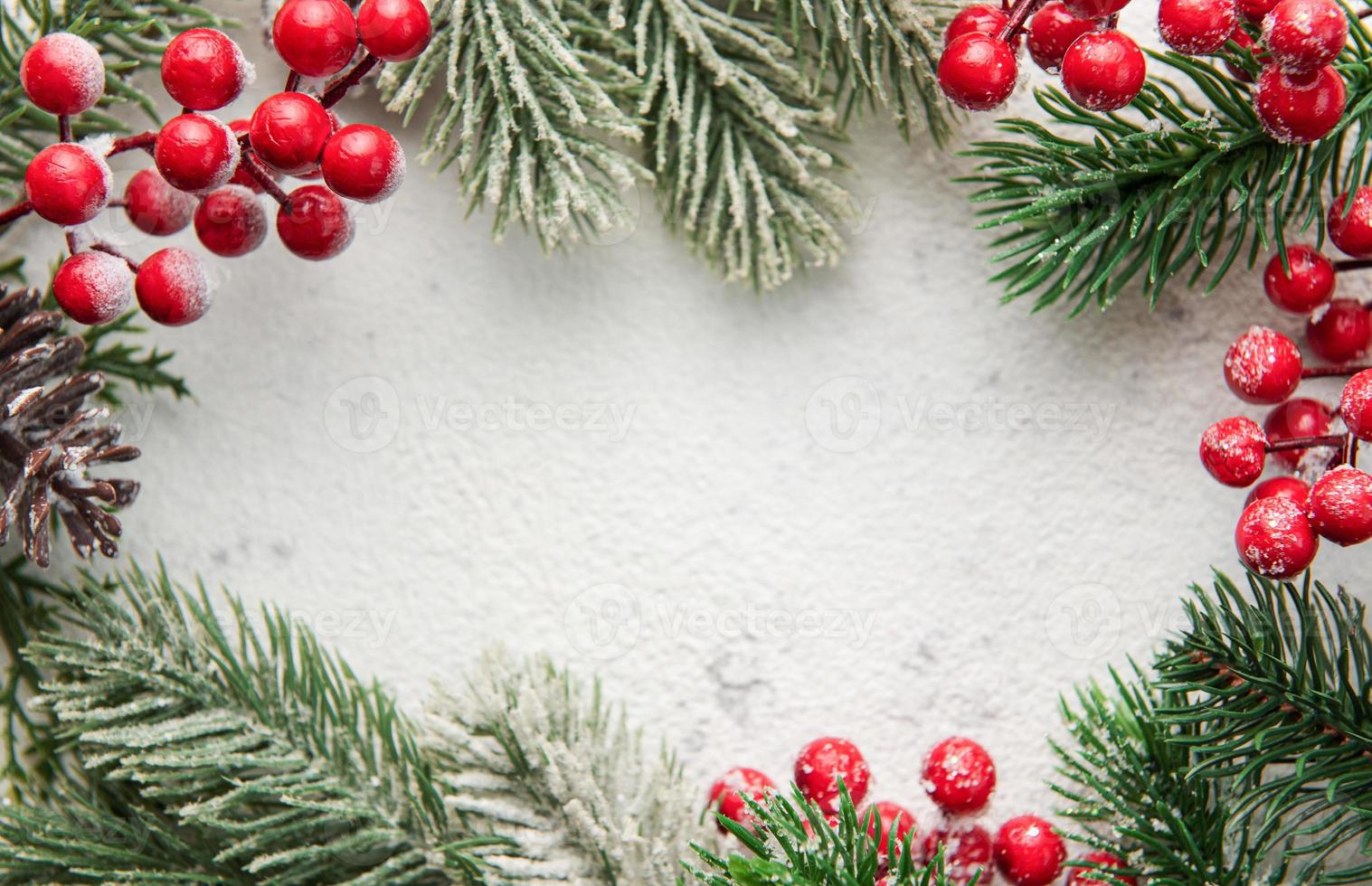 Fir Tree Decorations  On  Concrete With Copy Space photo