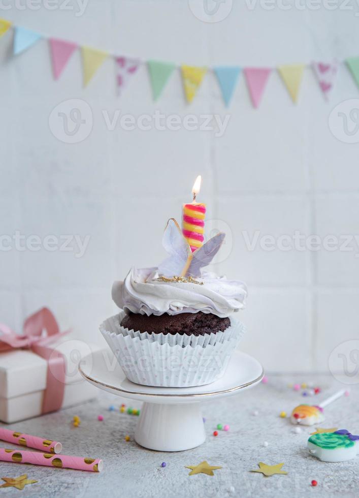 Cupcakes with butterfly decorations photo