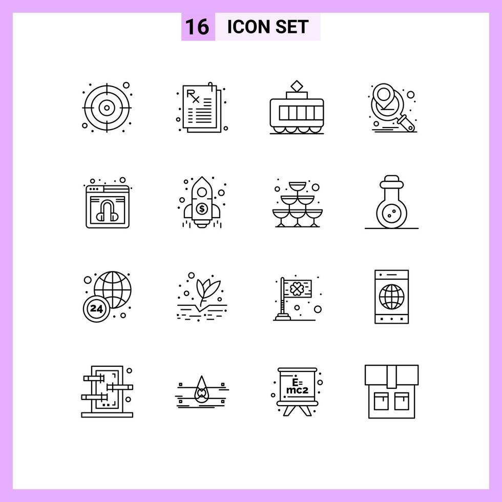 Universal Icon Symbols Group of 16 Modern Outlines of launch service transport online chat Editable Vector Design Elements