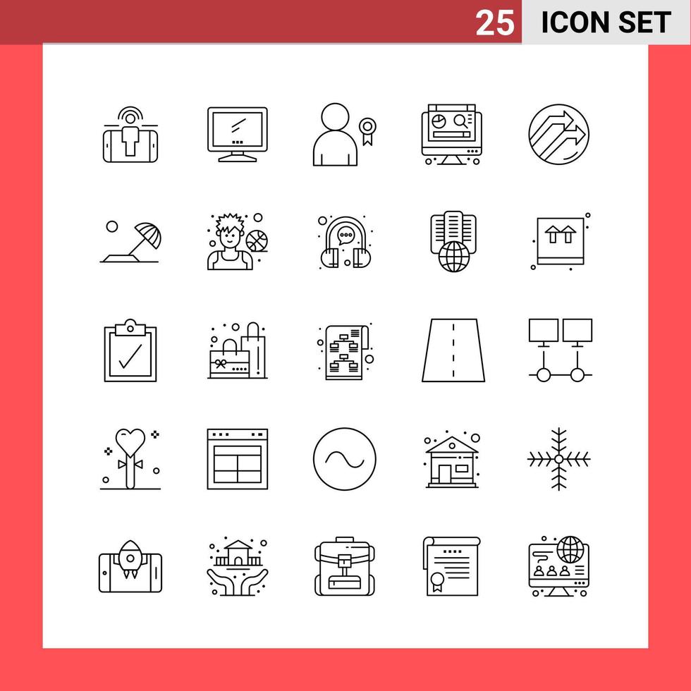 25 Icon Pack Line Style Outline Symbols on White Background. Simple Signs for general designing. vector