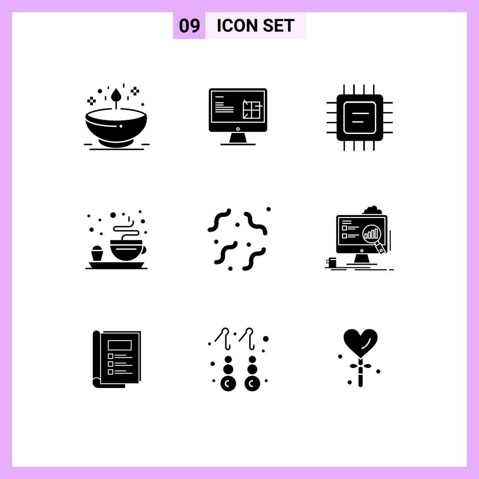 Pack of 9 creative Solid Glyphs of rotten tea lcd plate processor Editable Vector Design Elements