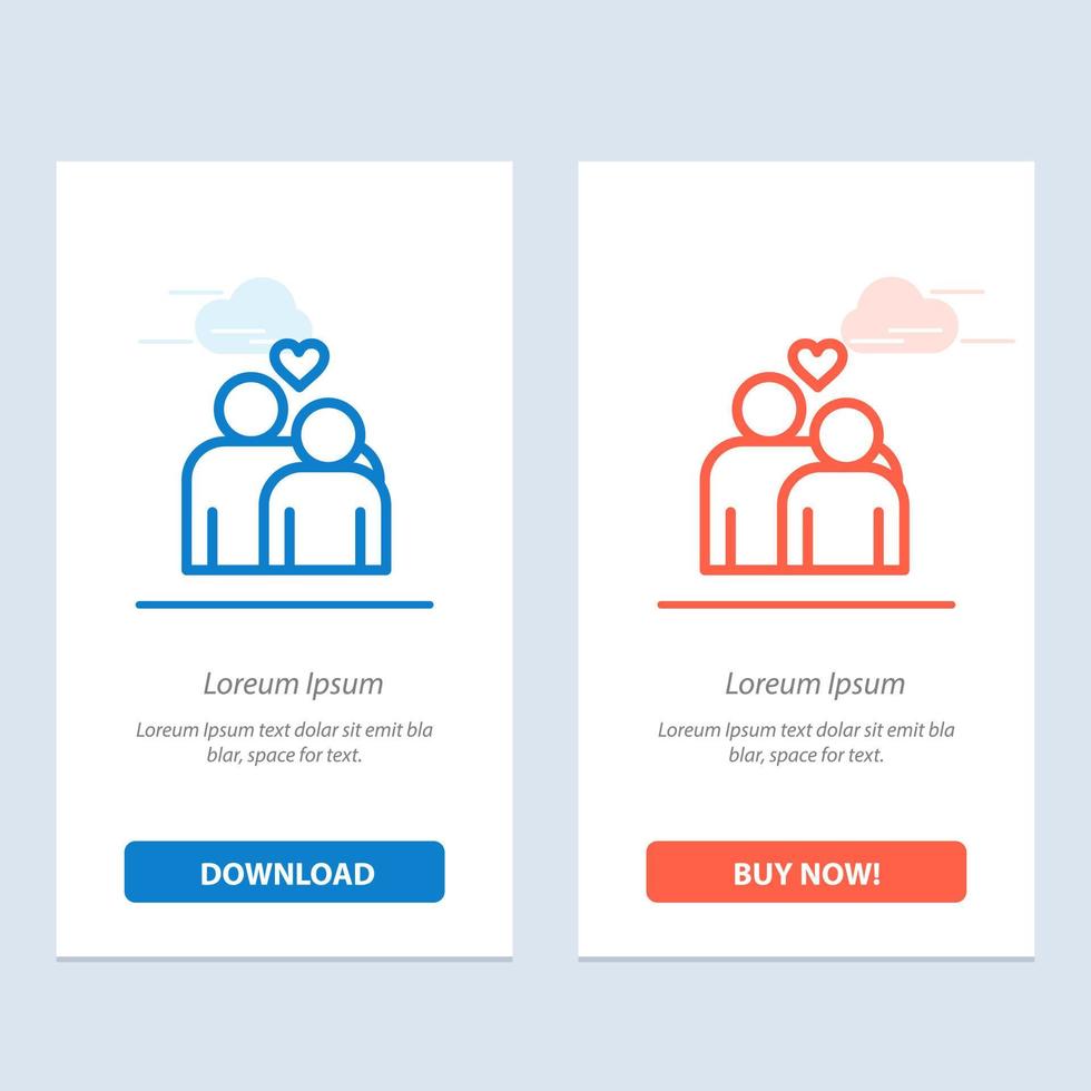 Couple Love Marriage Heart  Blue and Red Download and Buy Now web Widget Card Template vector