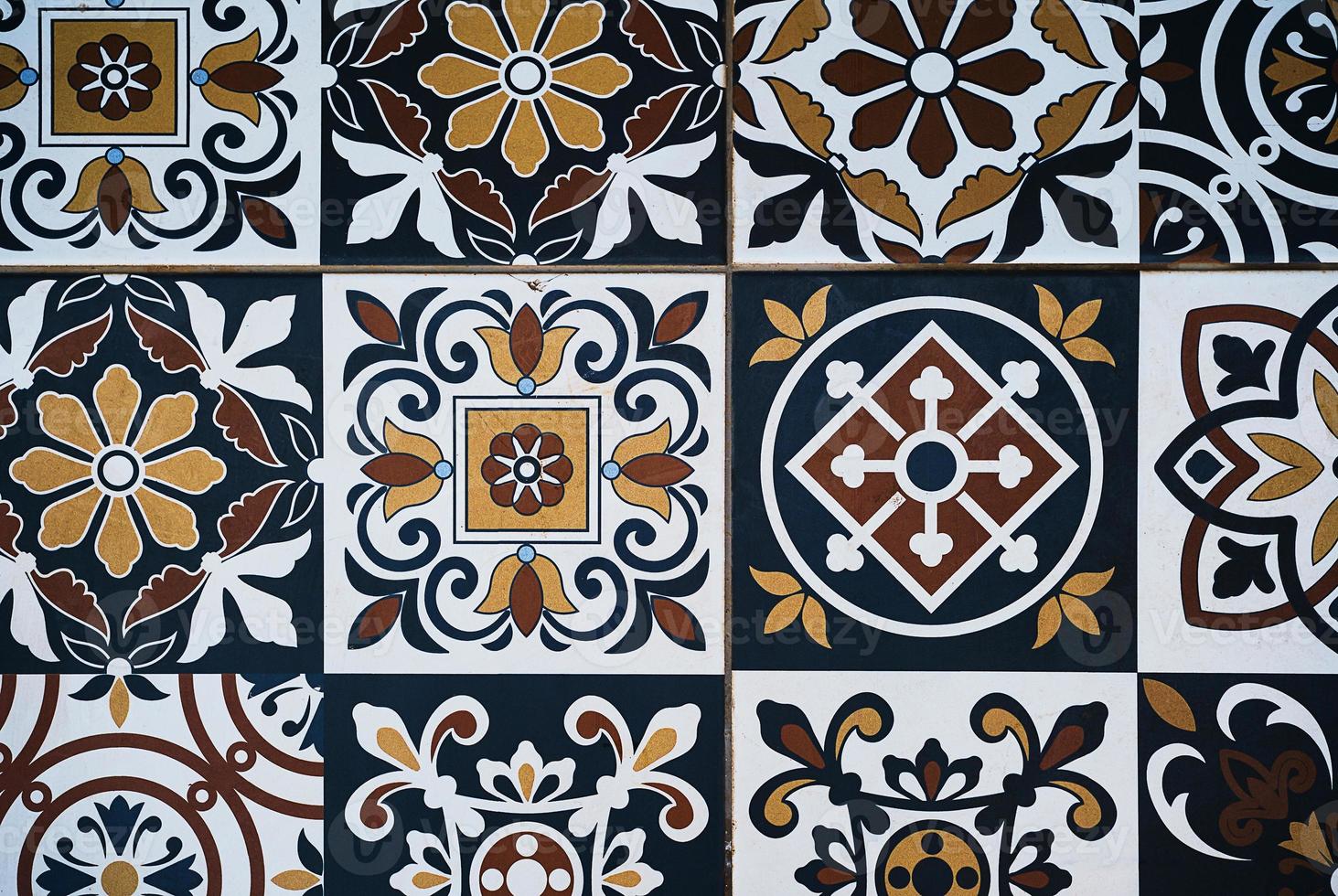 Mosaic from old tiles, ideal for arts and crafts background, pattern in oriental style. The concept of decorating a room or wallpaper for advertising photo