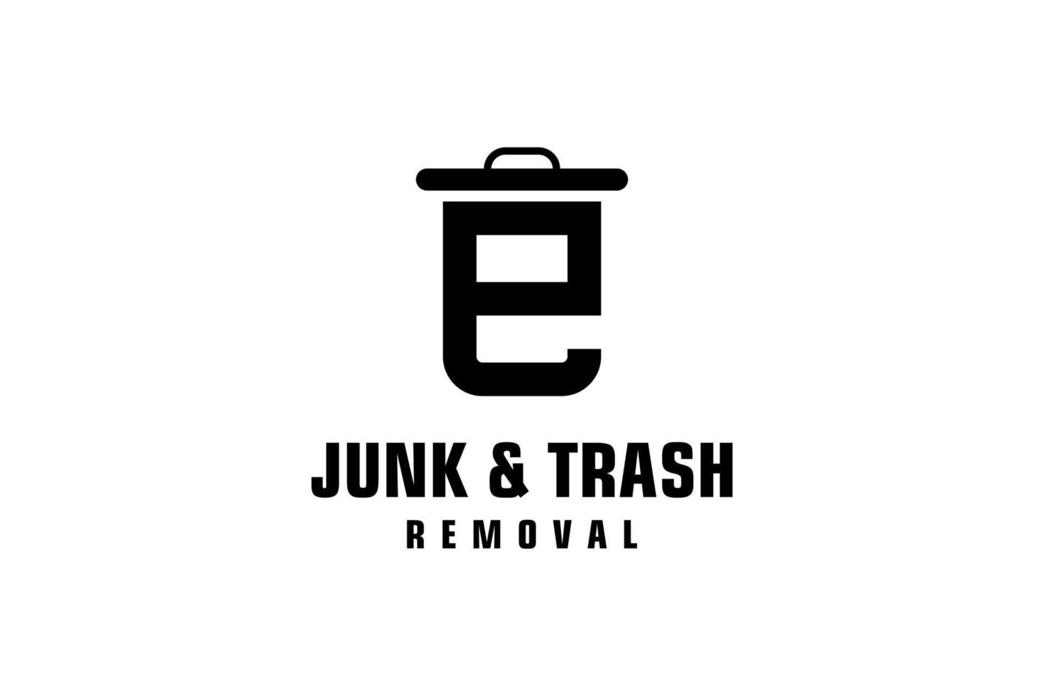 Letter E for junk removal logo design, environmentally friendly garbage disposal service, simple minimalist design icon. vector