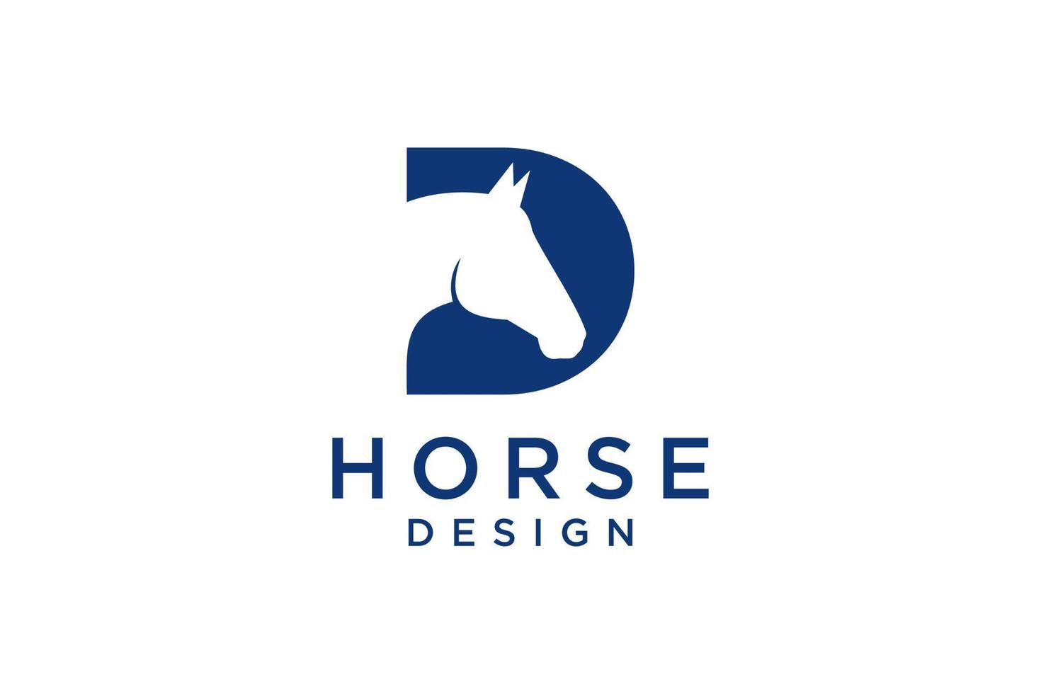 el diseño del logotipo con la letra inicial d se combina con un símbolo de cabeza de caballo moderno y profesional vector
