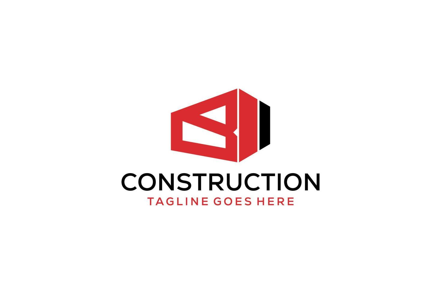 letra b para el logotipo de remodelación inmobiliaria. elemento de plantilla de diseño de logotipo de edificio de arquitectura de construcción. vector