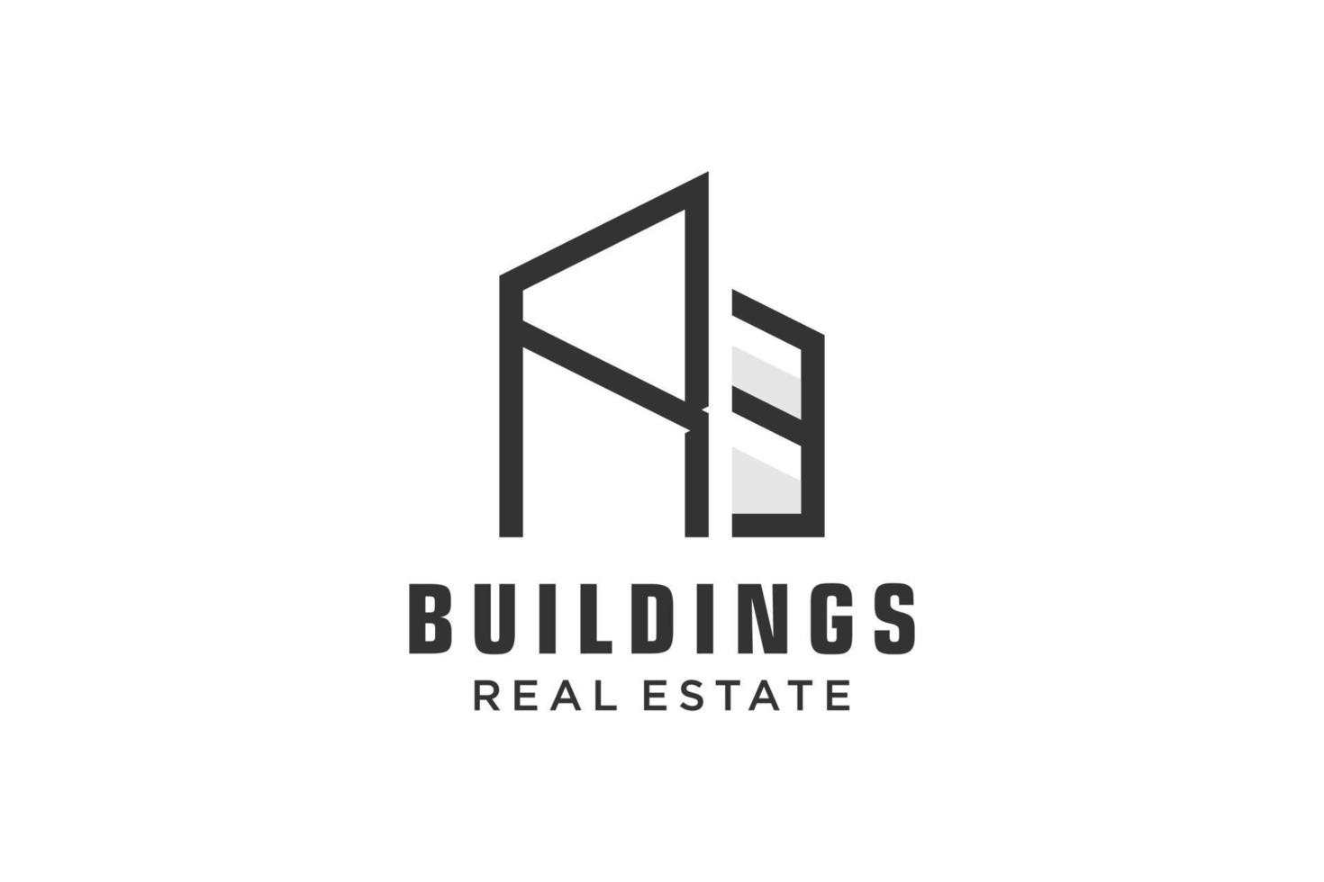 Letter R Simple modern building architecture logo design with line art skyscraper graphic vector