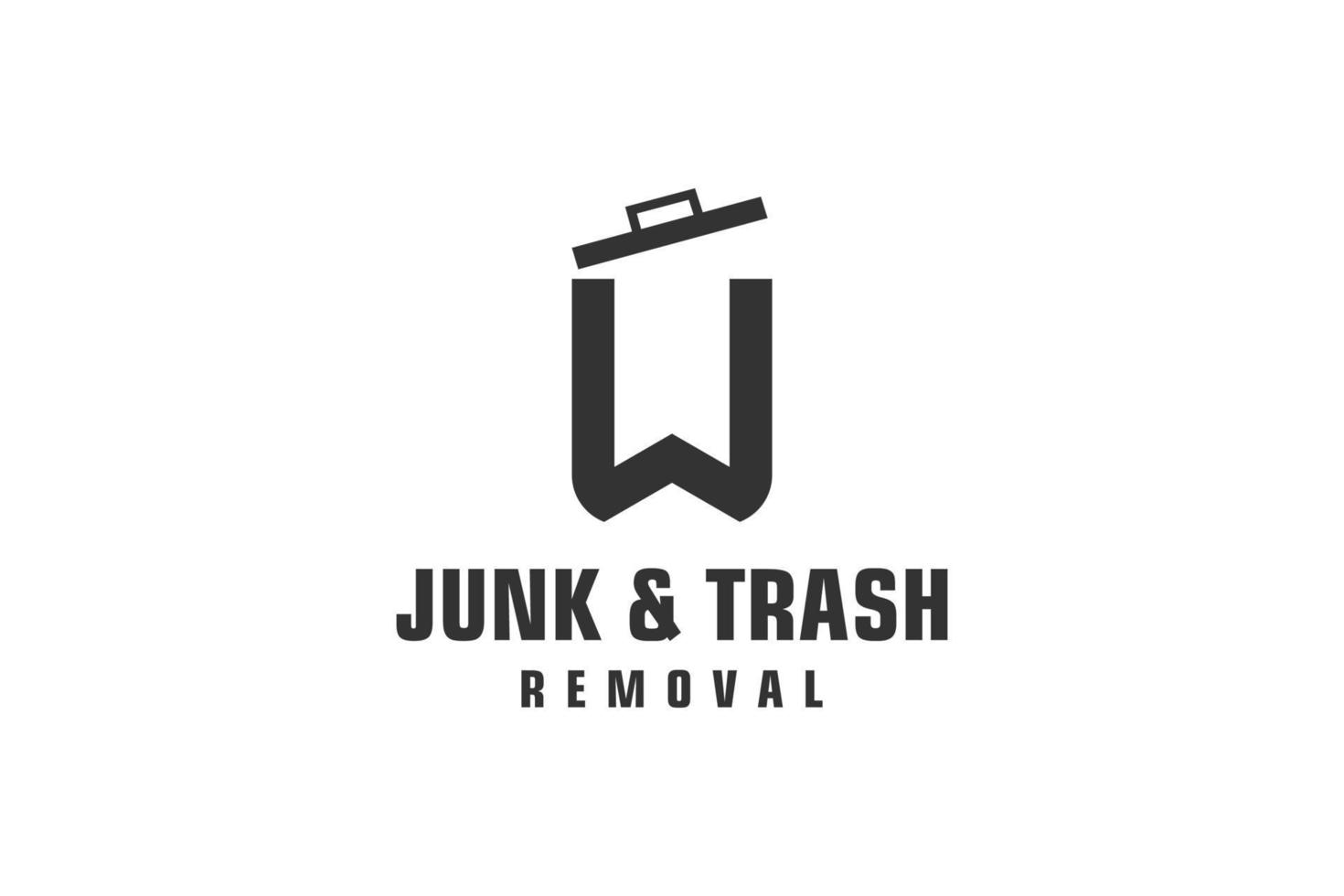 Letter W for junk removal logo design, environmentally friendly garbage disposal service, simple minimalist design icon. vector