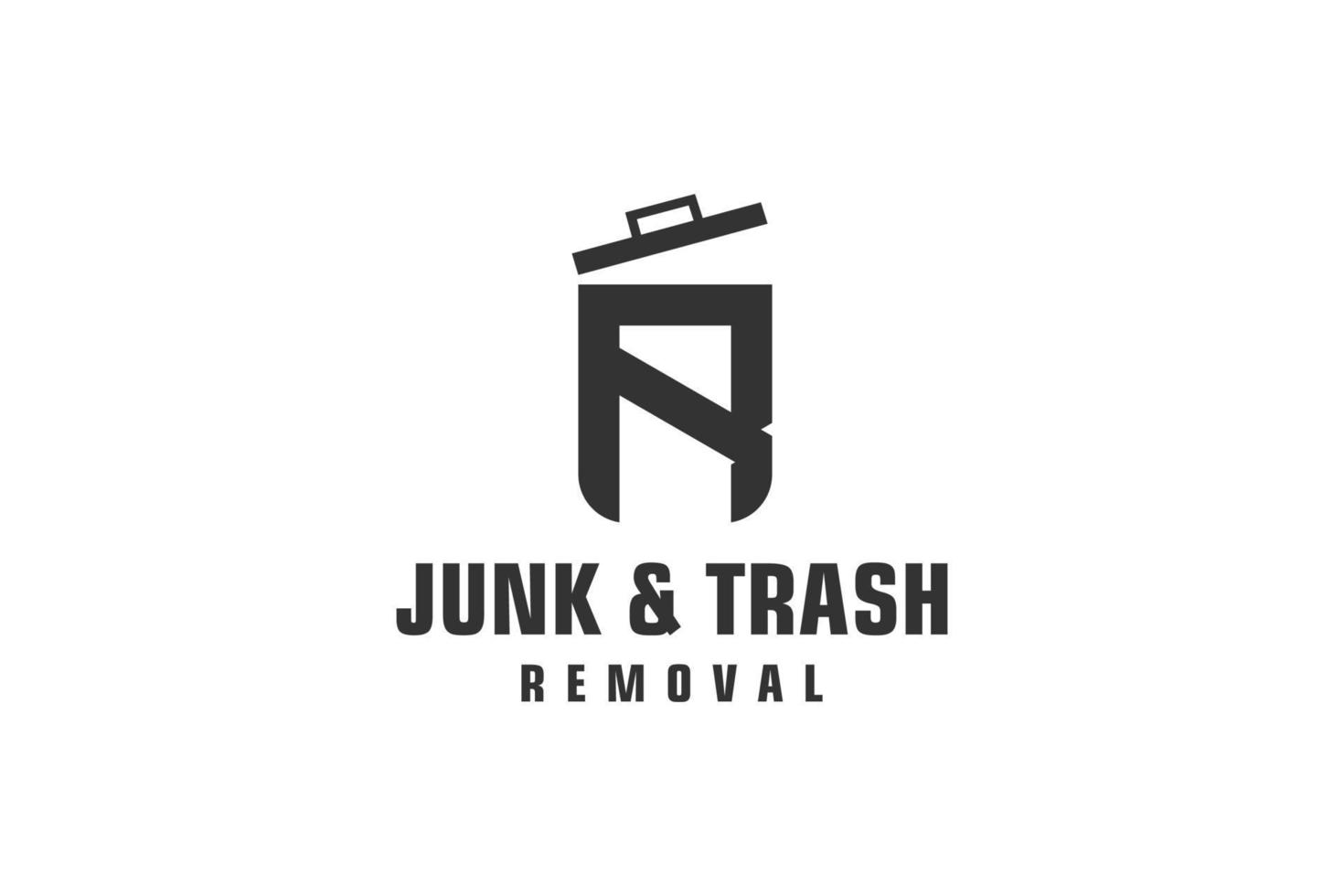 Letter R for junk removal logo design, environmentally friendly garbage disposal service, simple minimalist design icon. vector