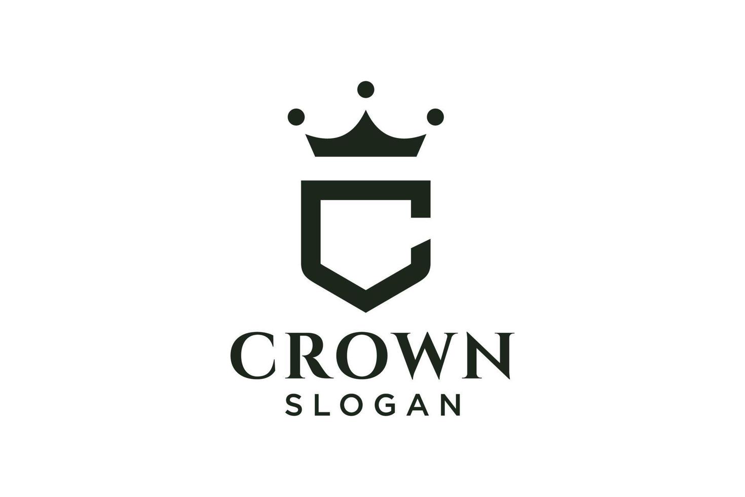 vintage crown logo and letter C symbol. Modern luxury brand element sign. Vector illustration.