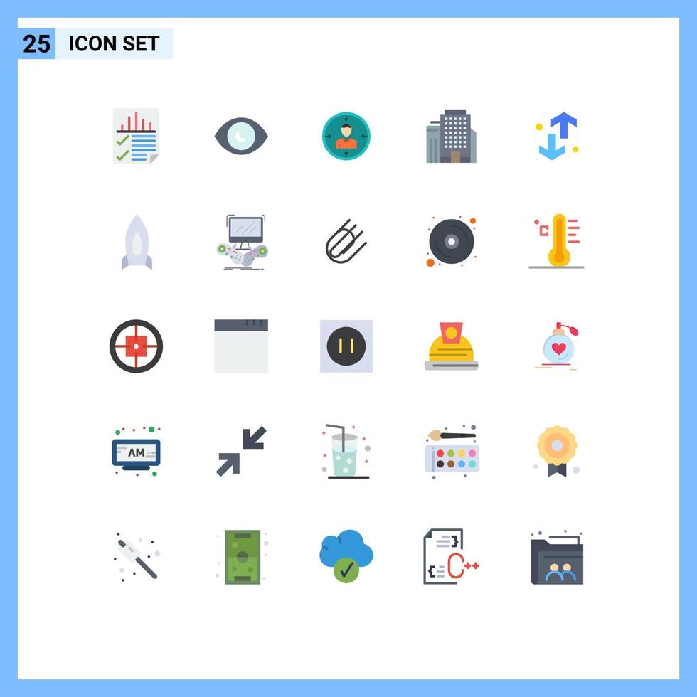 Modern Set of 25 Flat Colors and symbols such as building resume view resources hunting Editable Vector Design Elements