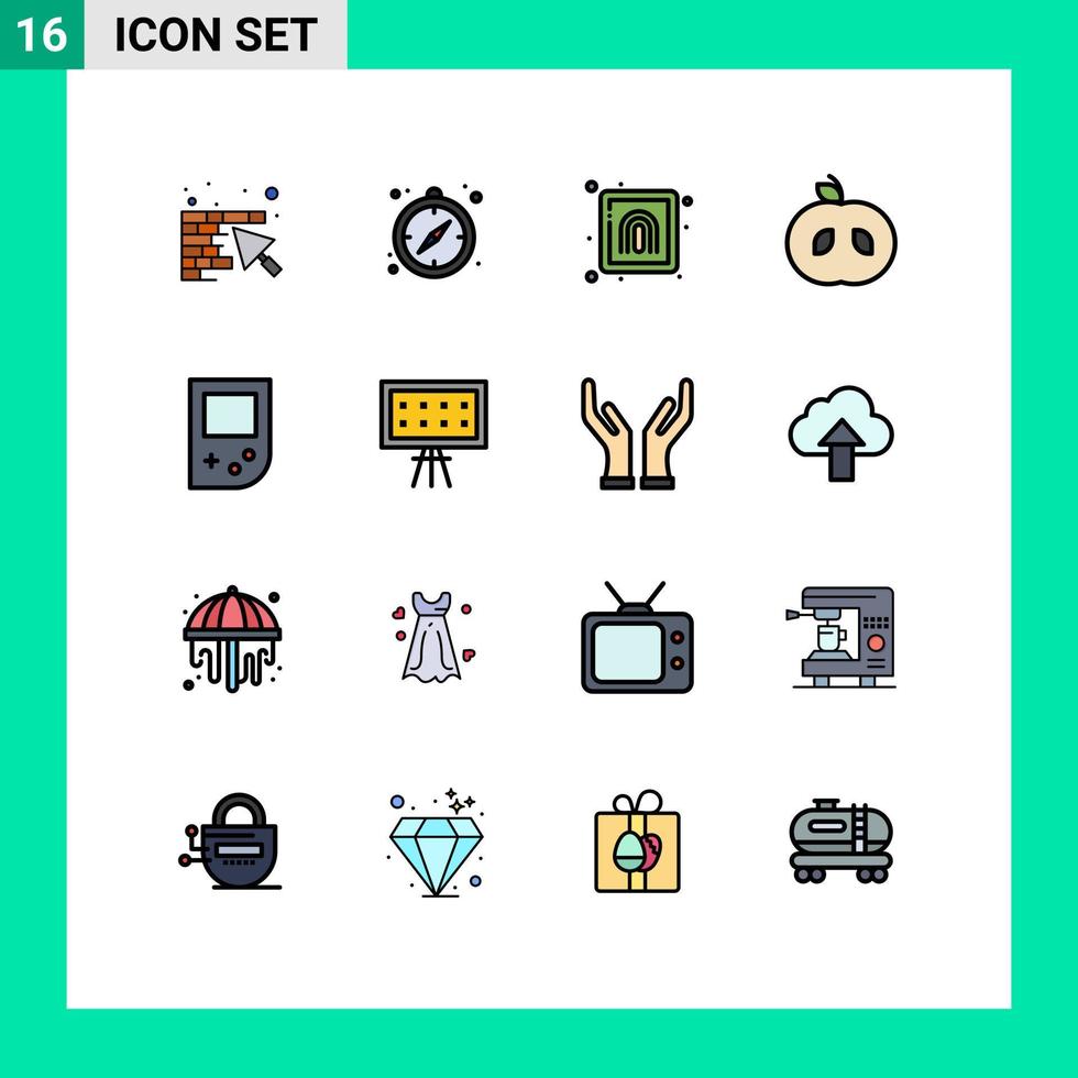 Set of 16 Modern UI Icons Symbols Signs for alphabet device finger console food Editable Creative Vector Design Elements