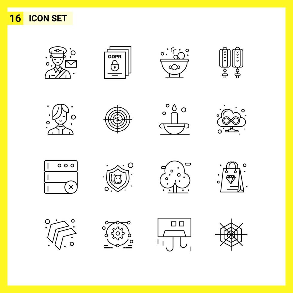16 Icon Set. Simple Line Symbols. Outline Sign on White Background for Website Design Mobile Applications and Print Media. vector