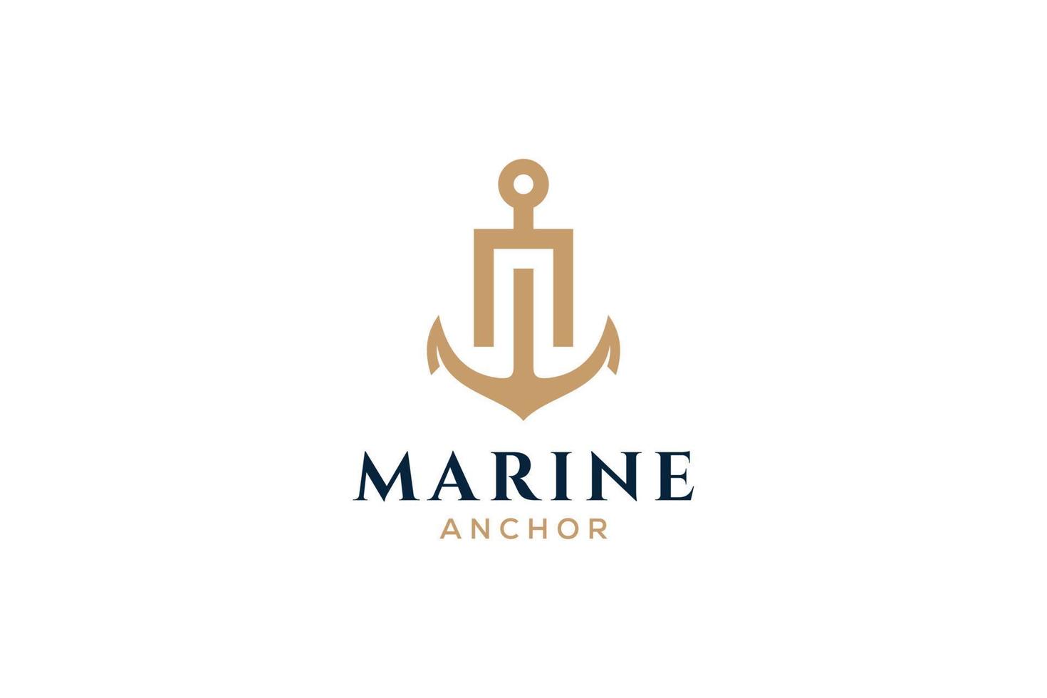 Letter N monogram, Anchor logotype. Logo of yacht club, maritime emblem. vector