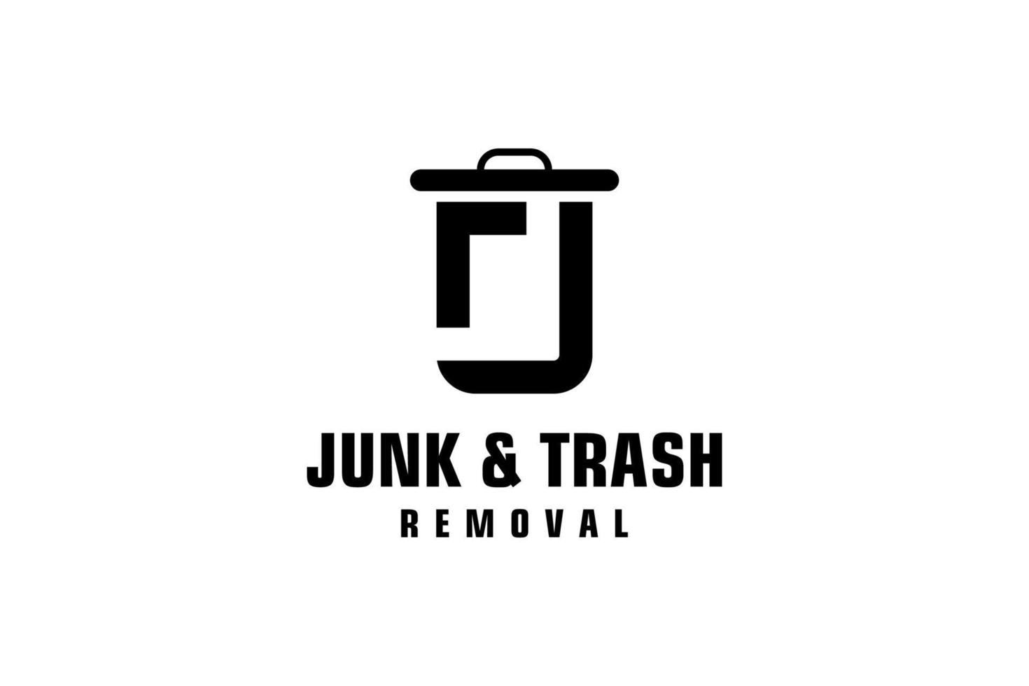 Letter J for junk removal logo design, environmentally friendly garbage disposal service, simple minimalist design icon. vector