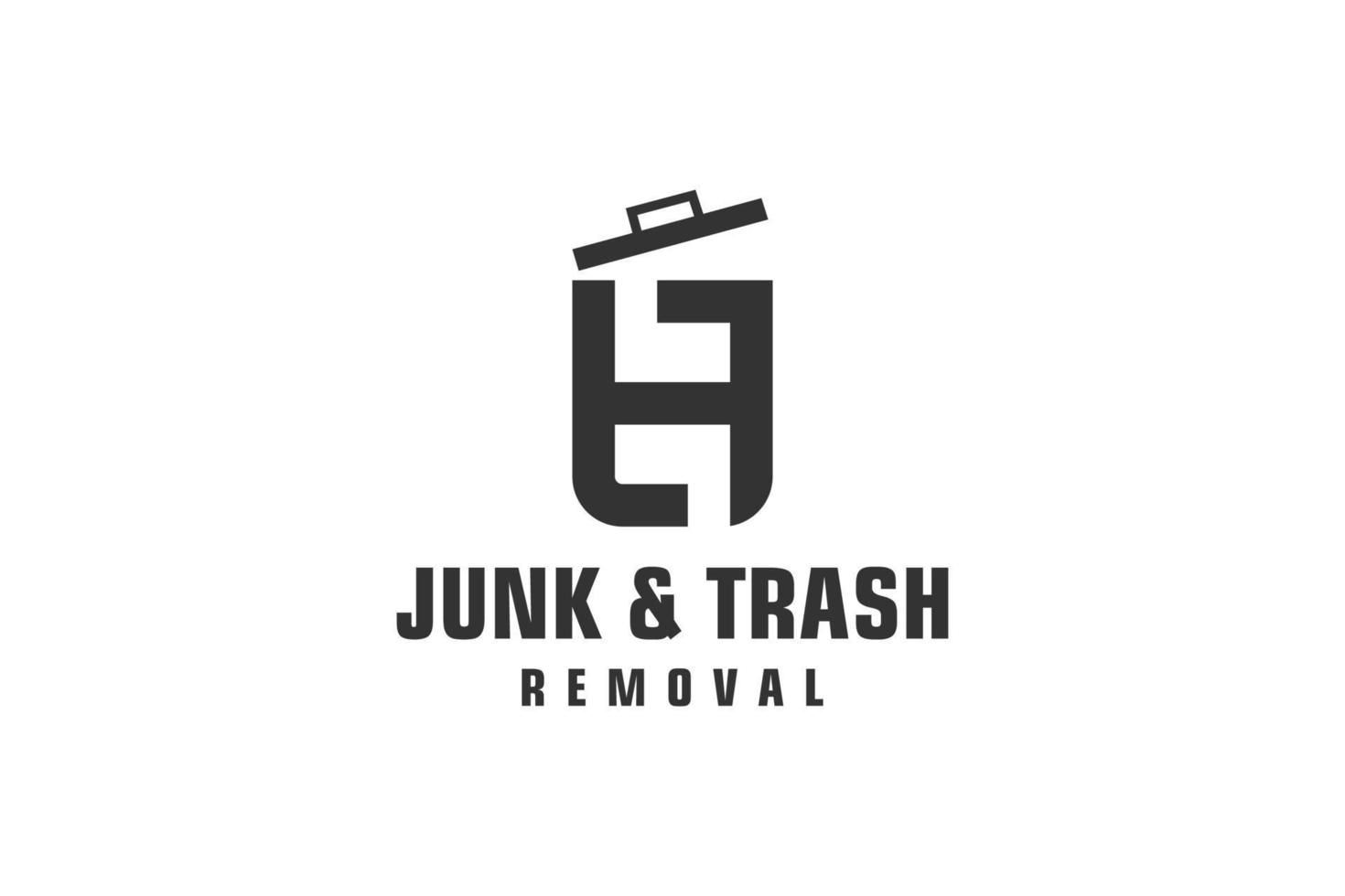 Letter H for junk removal logo design, environmentally friendly garbage disposal service, simple minimalist design icon. vector